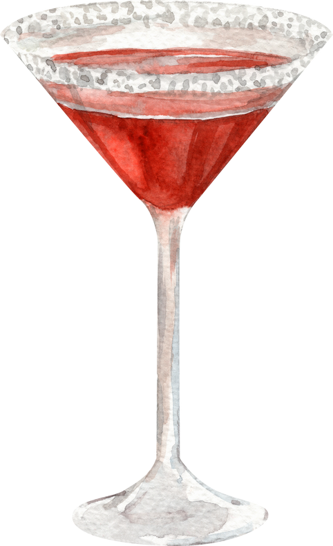 Watercolor Santa's Hat Martini
