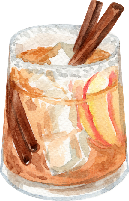 Watercolor Apple Butter Old Fashioned